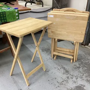 SET OF (4) WOOD TV TRAYS ON STAND
