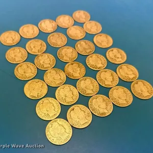 (30) 1909 Barber quarter dollar silver coins