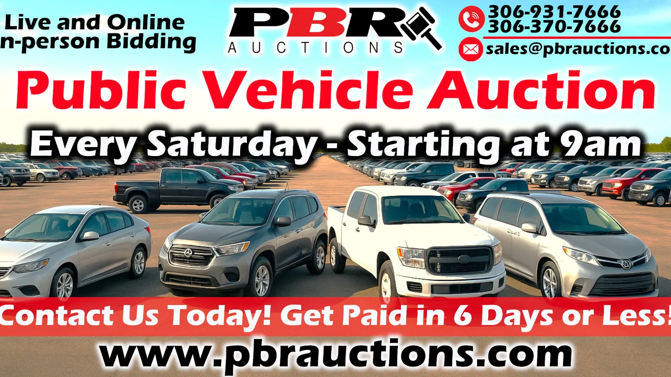 Live and Online Public Vehicle Auction - Aug. 29th, 2026 - Starting at 9am