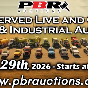 Unreserved Live and Online Farm & Industrial Auction (VIN Items) - Aug. 29th, 2026 - Starting at 1pm