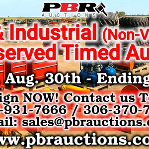 Unreserved Farm & Industrial (Non-VIN Items) - Timed Auction - Aug. 30th, 2026 - Ending at 7pm
