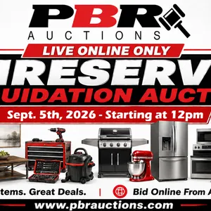 Live Online Only Unreserved Liquidation Auction - Sept. 5th, 2026 - Starting at 12pm