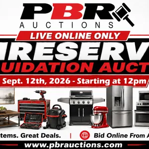 Live Online Only Unreserved Liquidation Auction - Sept. 12th, 2026 - Starting at 12pm