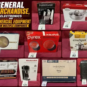 General merchandise, electronics and commercial equipment from multiple companies