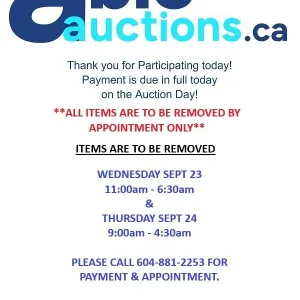 NORTH LANGLEY SEP 23 ON-LINE AUCTION