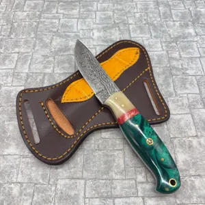 Manufactures Direct Damascus Steel Knives with Leather Sheaths