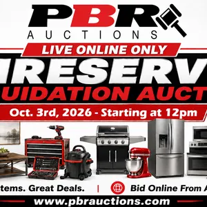 Live Online Only Unreserved Liquidation Auction - Oct. 3rd, 2026 - Starting at 12pm