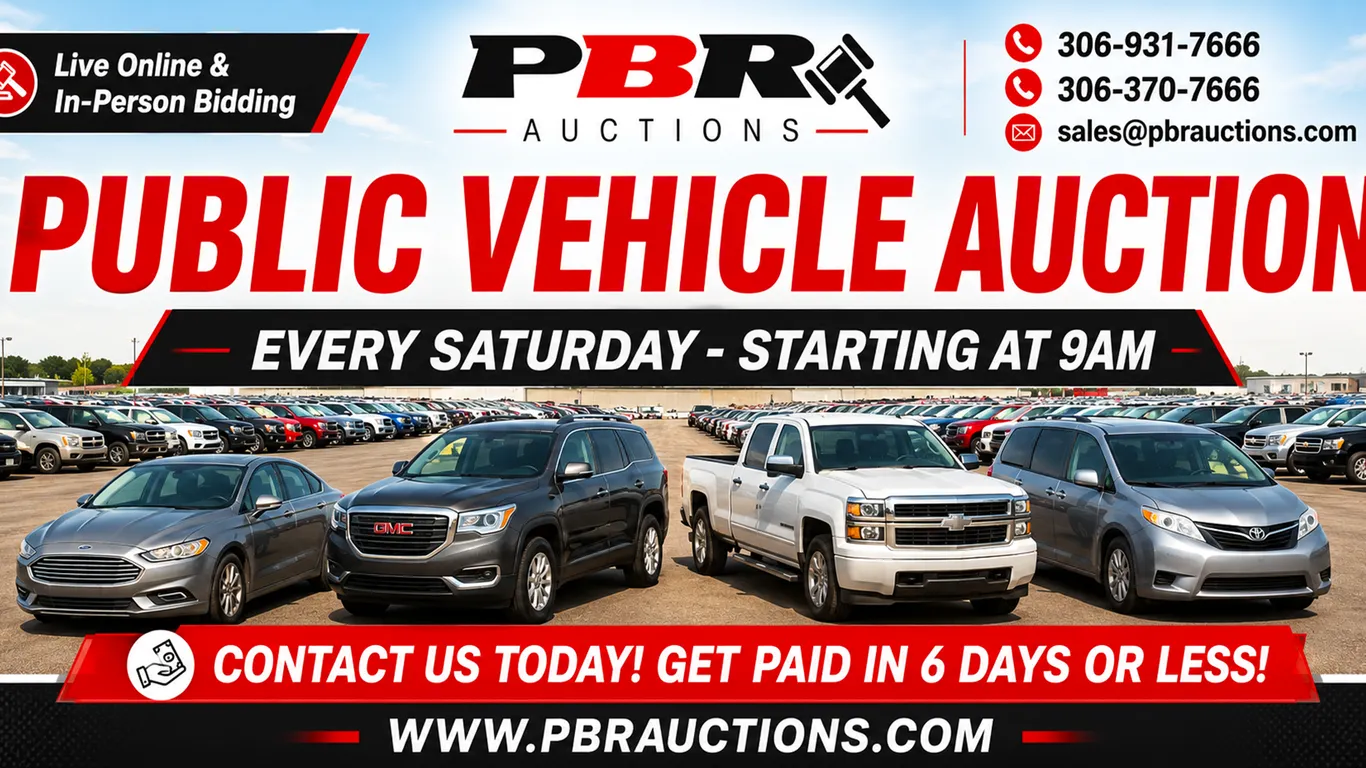 Live and Online Public Vehicle Auction - Oct. 10th, 2026 - Starting at 9am