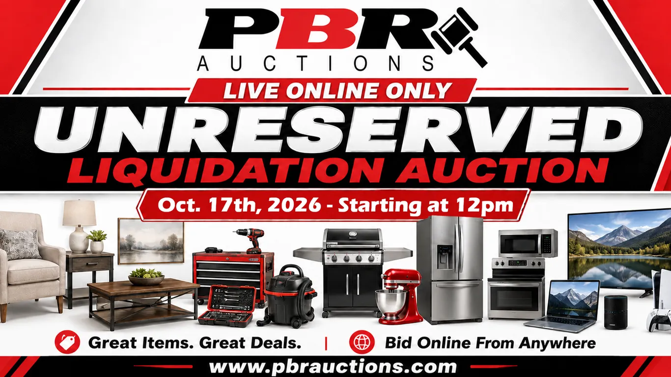 Live Online Only Unreserved Liquidation Auction - Oct. 17th, 2026 - Starting at 12pm