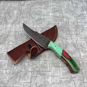 DAMASCUS KNIVES WITH LEATHER SHEATHS