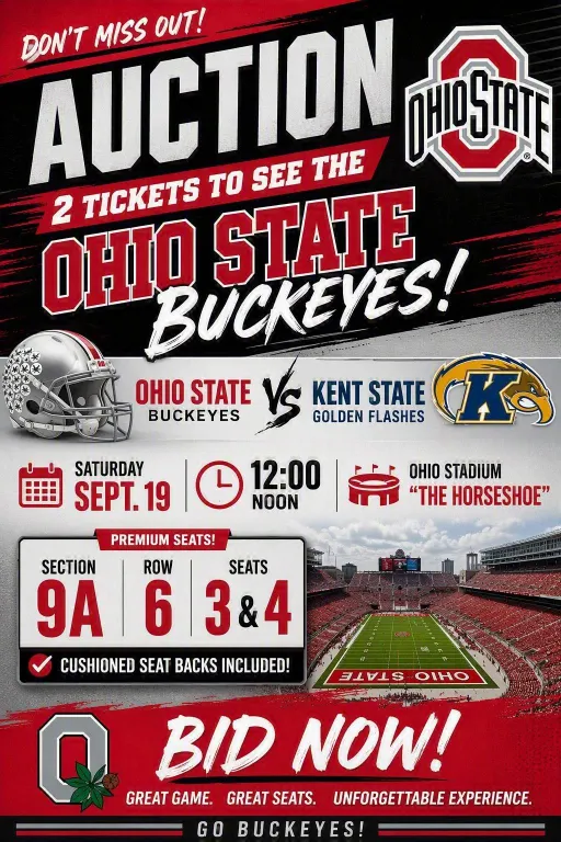 "THE" OHIO STATE UNIVERSITY BUCKEYES VS Kent State Lower bowl tickets! GO BUCKS!!!