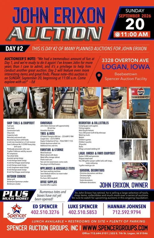 John Erixon Day 2 Auction
