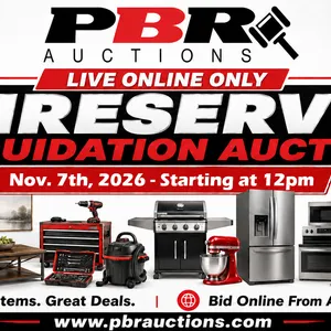 Live Online Only Unreserved Liquidation Auction - Nov. 7th, 2026 - Starting at 12pm