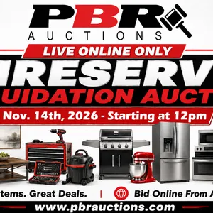 Live Online Only Unreserved Liquidation Auction - Nov. 14th, 2026 - Starting at 12pm