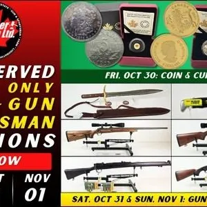 COIN ~ GUN ~ SPORTSMAN 3-DAY ONLINE AUCTION Oct 30–31 & Nov 1