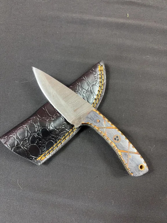 MHS Cutlery Damascus Steel Knives with Leather Sheaths