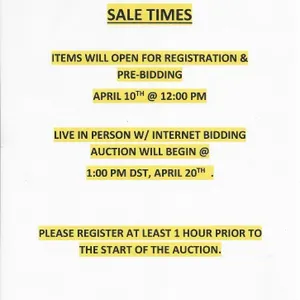 LIVE IN PERSON APRIL CONSIGNMENT AUCTION