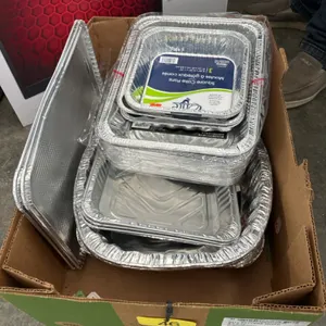 Box of assorted pans