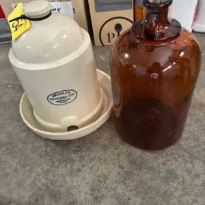 Medalta chicken waterer and jug