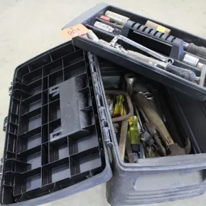 TOOL BOX W/ HAMMERS, WRENCHES, SOCKETS, SCREWDRIVERS