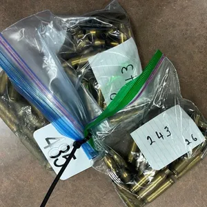 18 PIECES OF 243 WIN. PRIMED BRASS & 66 PIECES OF 243 WIN. BRASS UNPRIMED