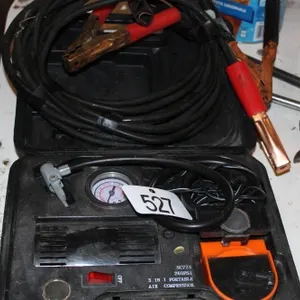 PORTABLE AIR COMPRESSOR, BOOSTER CABLES