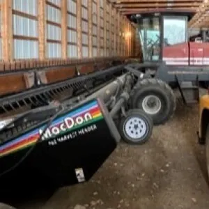 1998 MAC DON PREMIER 2920 SP SWATHER W/ 30' HEADER & PICKUP REEL, CUMMINS DIESEL, 3038 HOURS