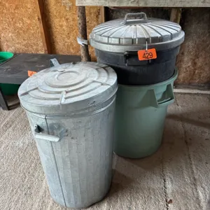 Assortment of garbage cans