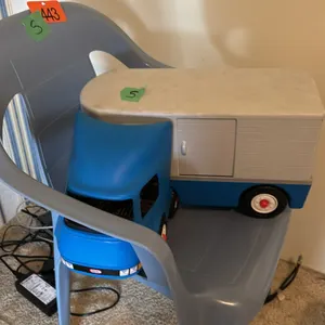Plastic chair and little takes toy