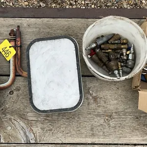 Assorted padlocks with keys air tool parts two mirrors