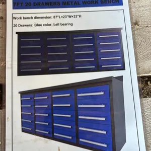 7’ 20 drawer metal work bench
