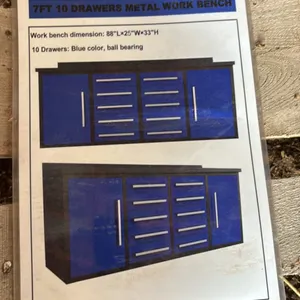7’ 10 drawer metal work bench