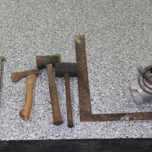 CIRCULAR SAW, RUBBER MALLETS, SQUARE, HATCHET, HACK SAW