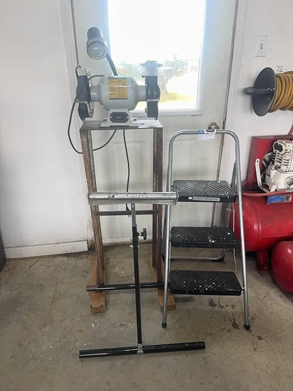Power Fist Bench Grinder, Roller Stand & Step Ladder