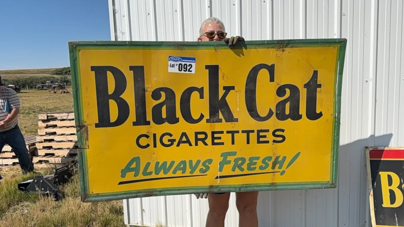 Black Cat Cigarettes 36"H X 59"W Single Sided Metal Advertising Sign