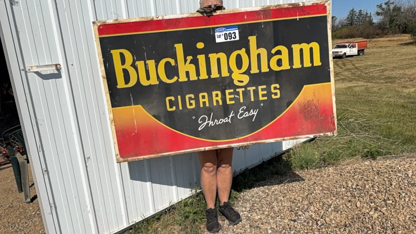 Buckingham Cigarettes 36"H X 59"W Single Sided Metal Advertising Sign
