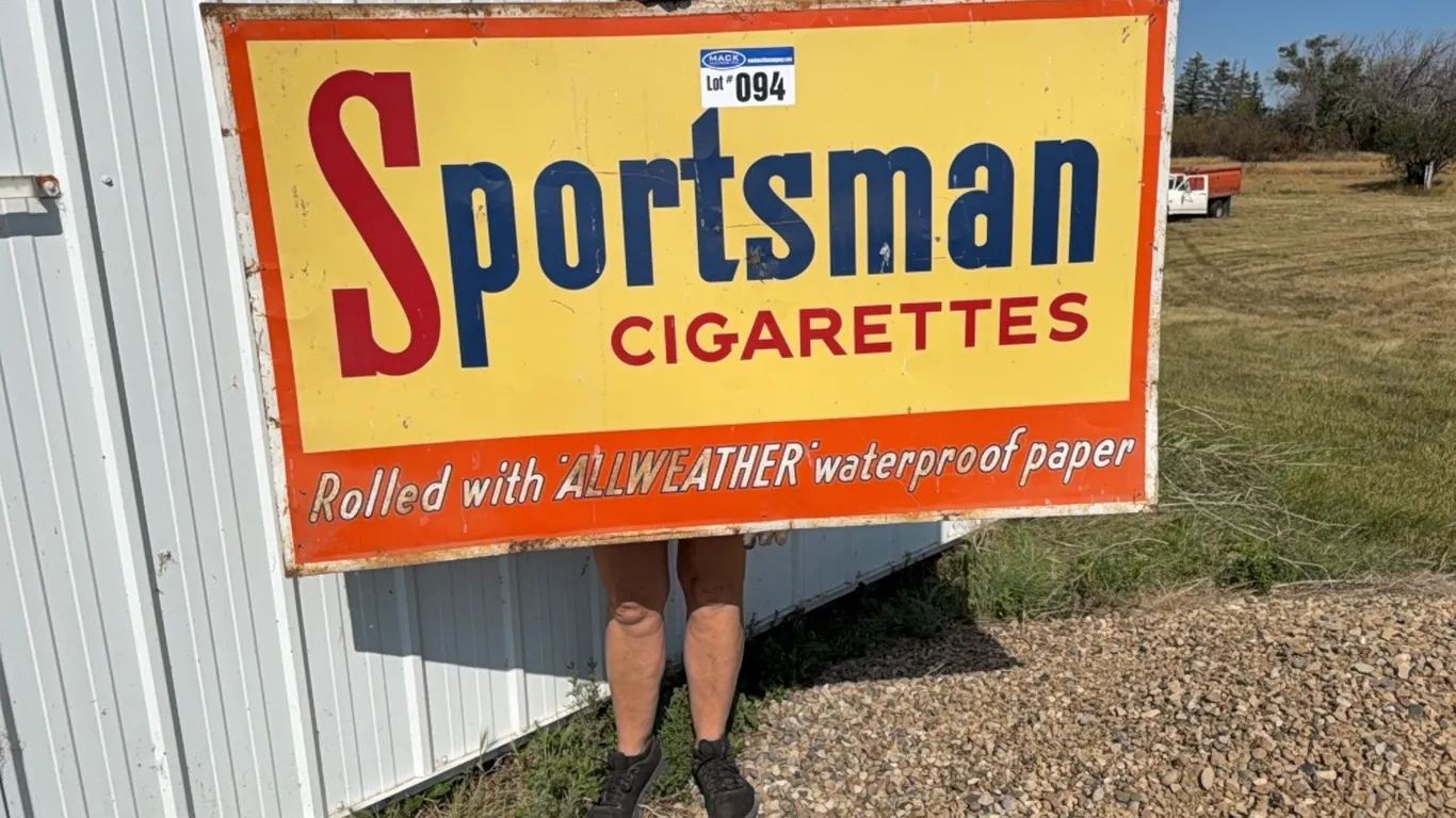 Sportsman Cigarettes 36"H X 59"W Single Sided Metal Advertising Sign