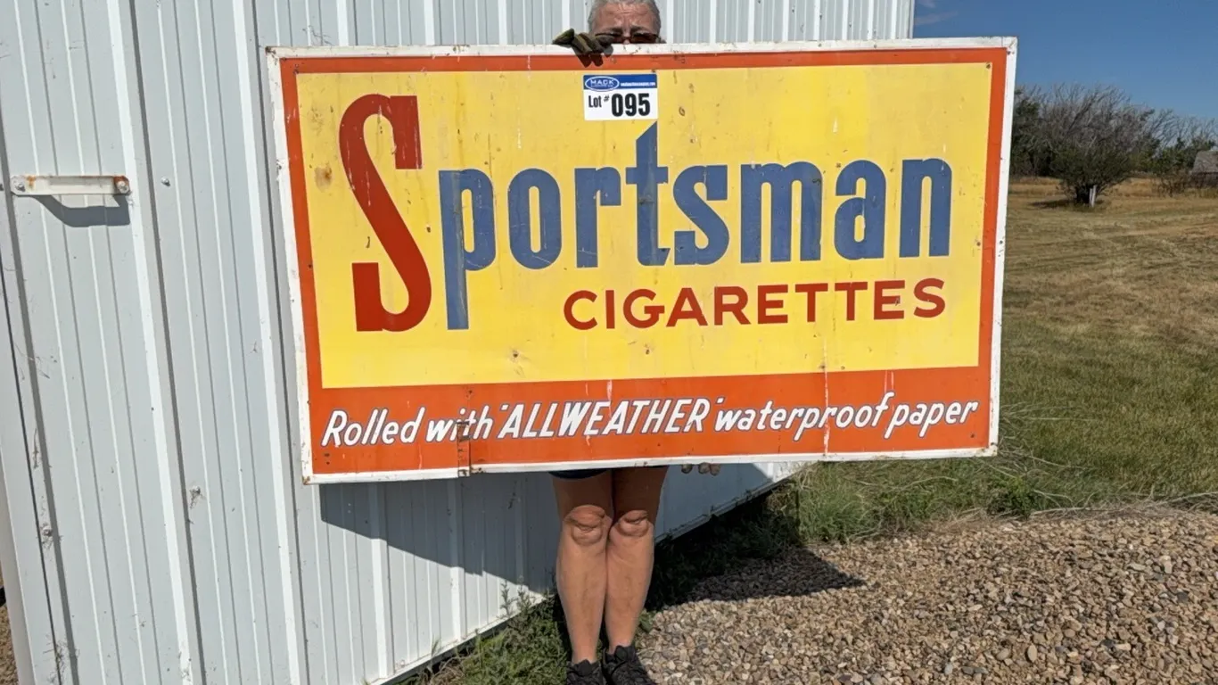 Sportsman Cigarettes 36"H X 59"W Single Sided Metal Advertising Sign
