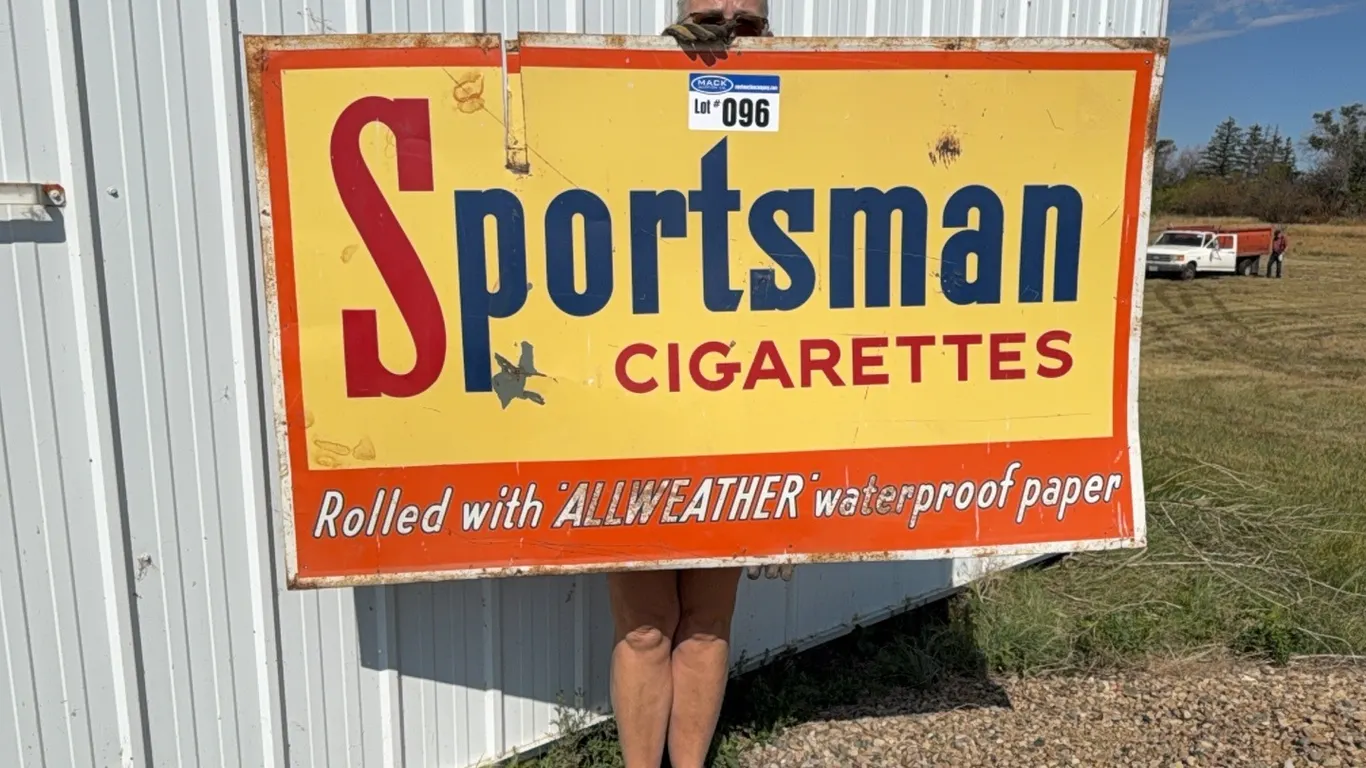 Sportsman Cigarettes 36"H X 59"W Single Sided Metal Advertising Sign