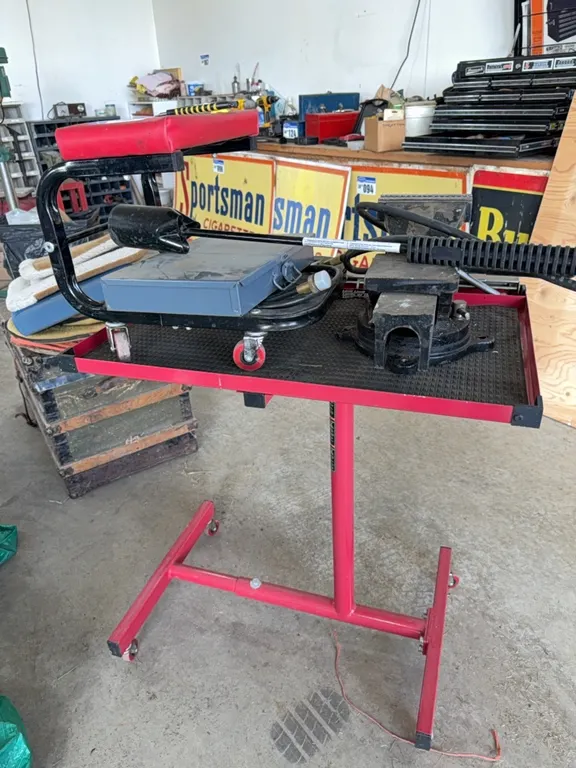Mechanics Chair & Tool Table, Vice, Tiger Torch