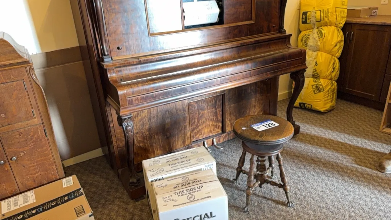 Gerhard Heintzman Player Piano, Stool & Player Rolls