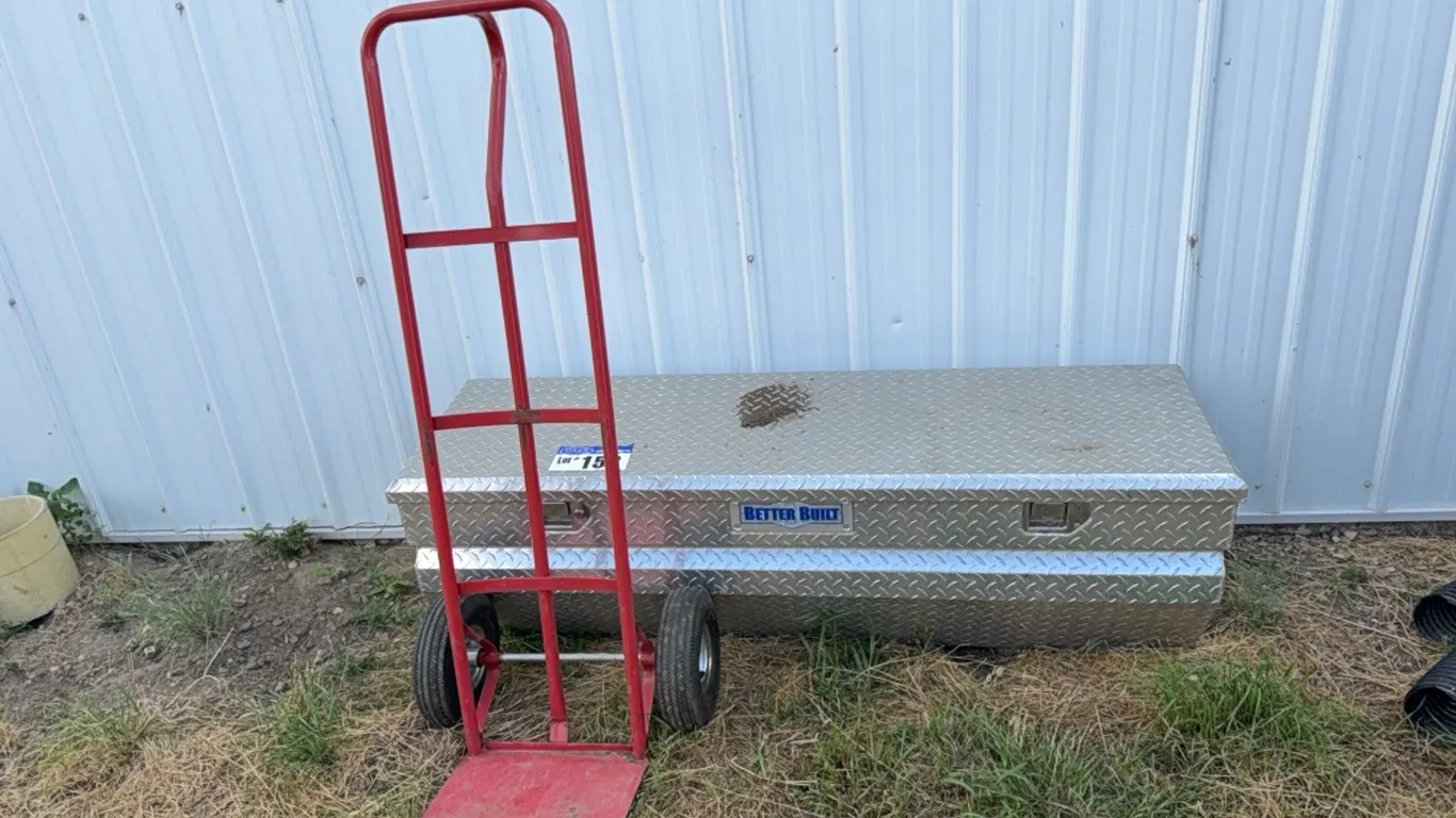 Aluminum Checker Plate Tool Box & Red Dolly Cart