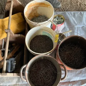 Nails and woodworking tools, carpenters belt, extension cord
