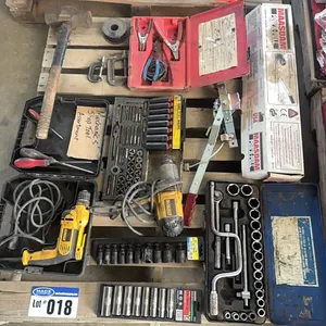 Tool Pallet; DeWalt Drill & Impact, Sockets, Tap & Die Set, Cable Come-A-Long