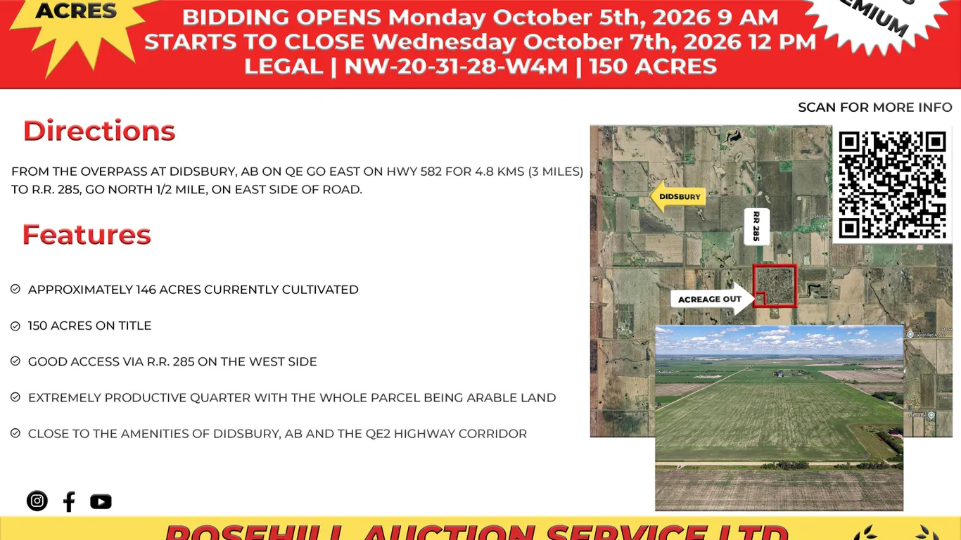 Clarke Land Auction - NW-20-31-28-W4M – 150 acres m/l