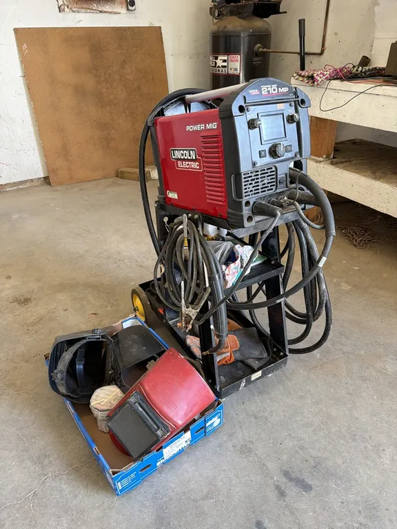 Lincoln Power Mig 210MP Welder With Cart, Helmets, Gloves