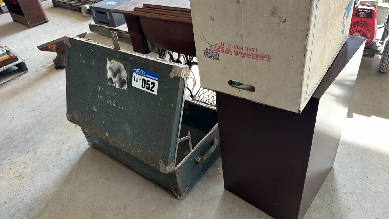 Singer Sewing Machine, Storage Trunk, 2 Drawer Filing Cabinet
