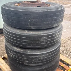 (4) USED 295/75R22.5 TIRES ON STEEL RIMS