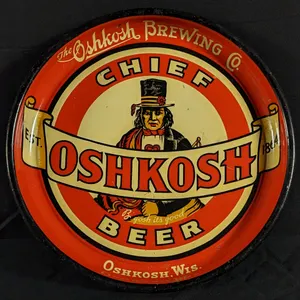 PRE PRO "PIE PLATE" BEER TRAY CHIEF OSHKOSH BEER OSHKOSH WISCONSIN