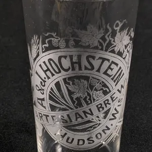 PRE PRO A&J HOCHSTEIN ARTESIAN BREWERY HUDSON WISCONSIN ETCHED BEER DRINKING GLASS